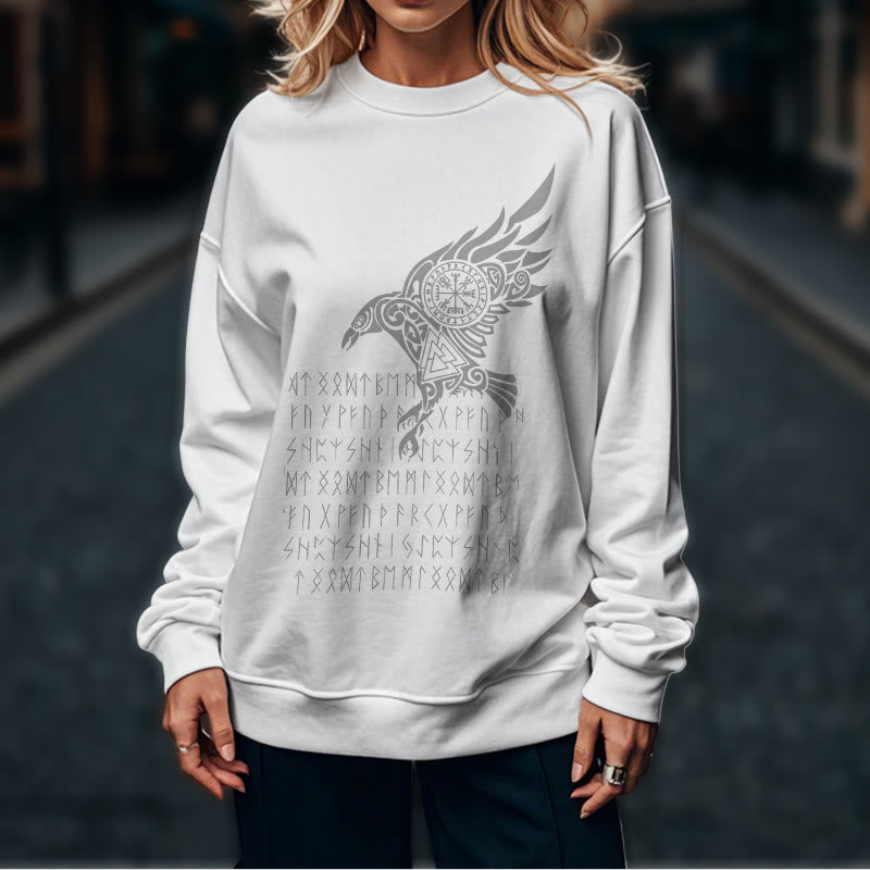 WorldNorse Raven mit Vegvisir Runen Valknut Sweatshirt