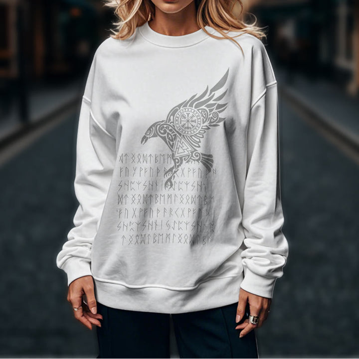WorldNorse Raven mit Vegvisir Runen Valknut Sweatshirt