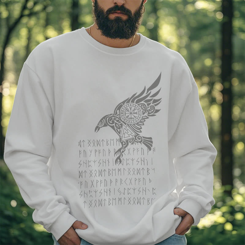 WorldNorse Raven mit Vegvisir Runen Valknut Sweatshirt