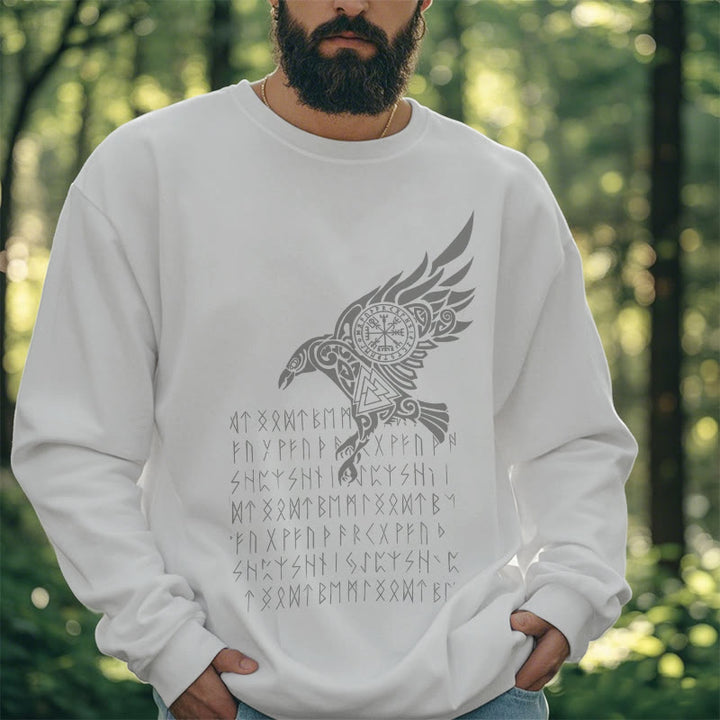 WorldNorse Raven mit Vegvisir Runen Valknut Sweatshirt