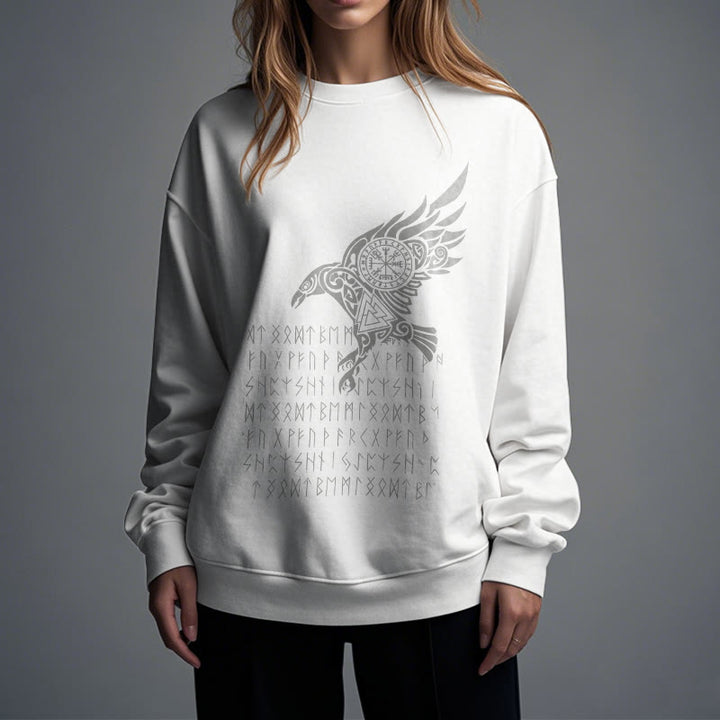 WorldNorse Raven mit Vegvisir Runen Valknut Sweatshirt