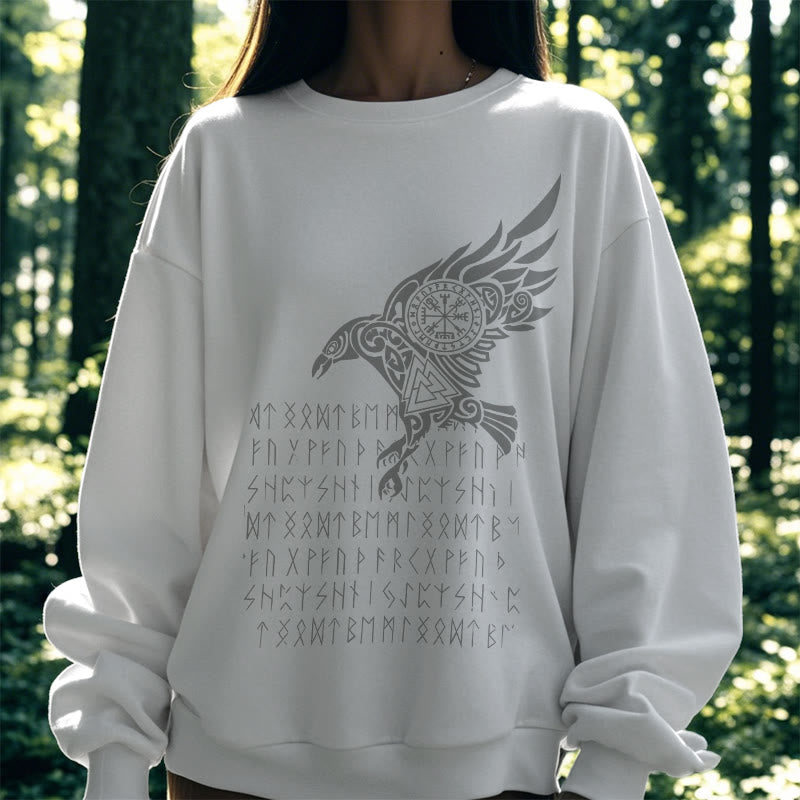 WorldNorse Raven mit Vegvisir Runen Valknut Sweatshirt
