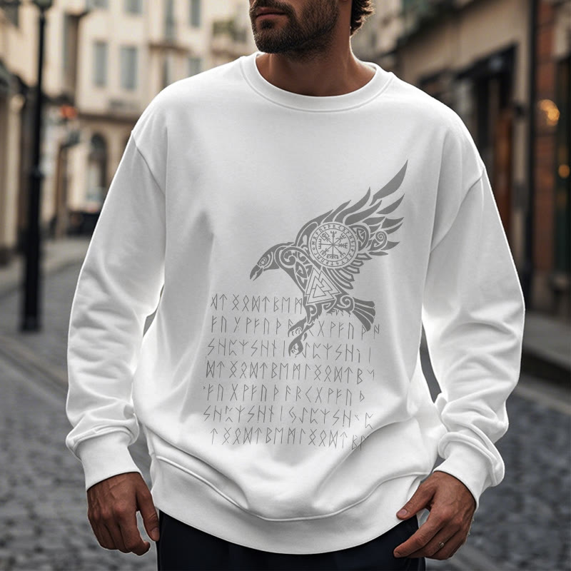 WorldNorse Raven mit Vegvisir Runen Valknut Sweatshirt