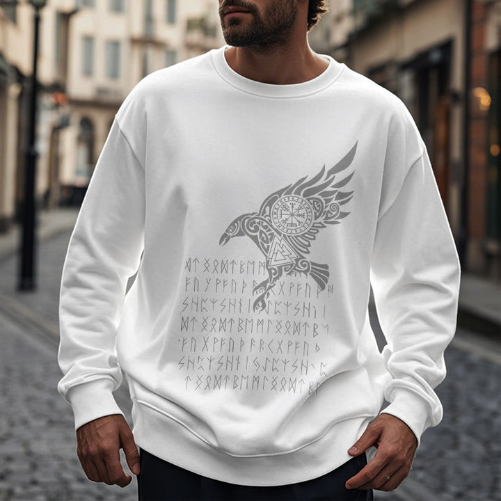 WorldNorse Raven mit Vegvisir Runen Valknut Sweatshirt