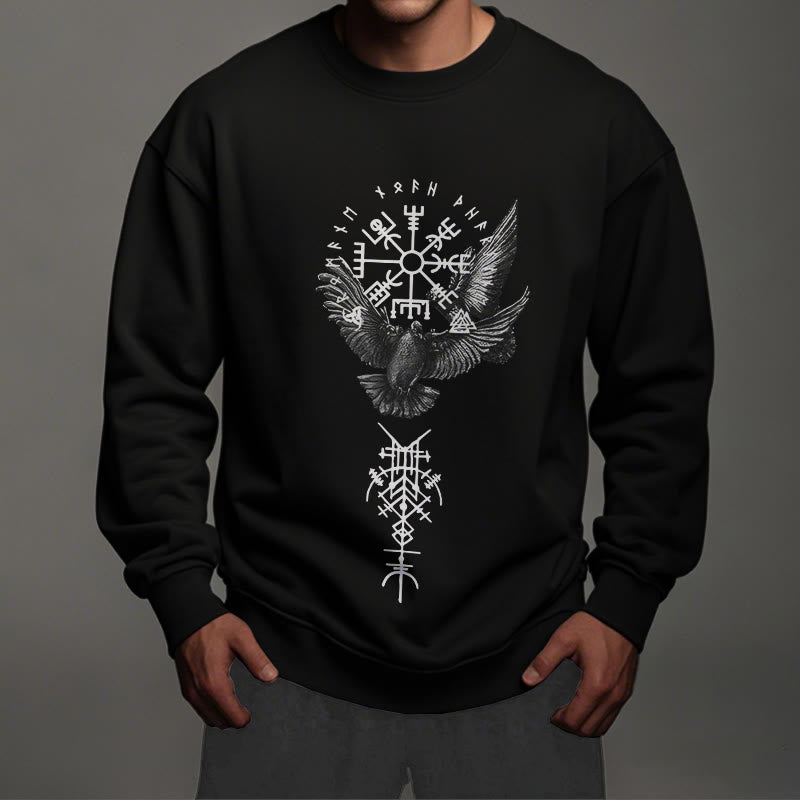 WorldNorse Wikinger Vögel Runen Vegvisir Totem Sweatshirt