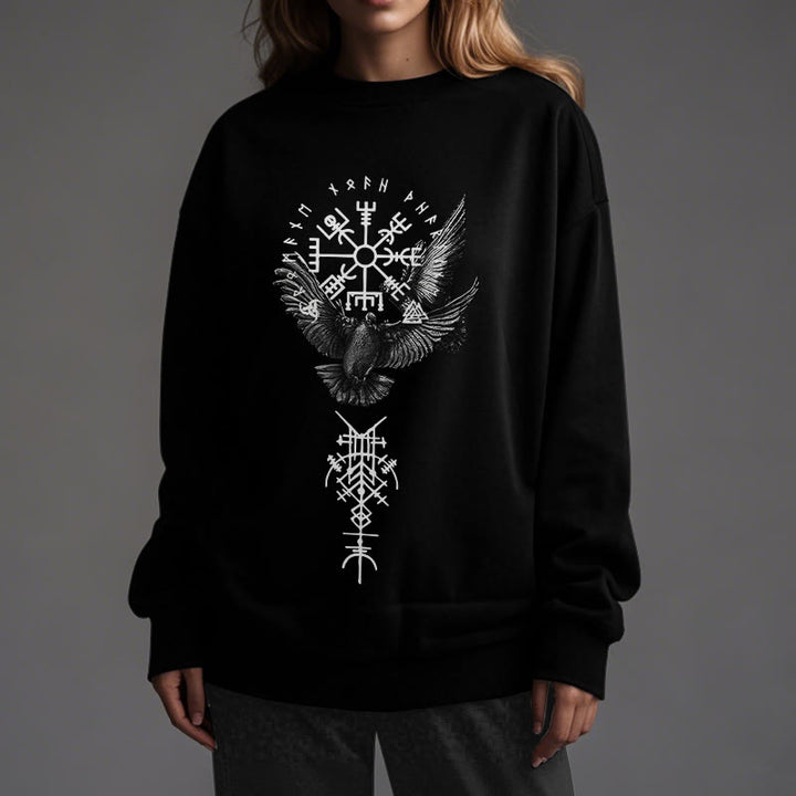 WorldNorse Wikinger Vögel Runen Vegvisir Totem Sweatshirt