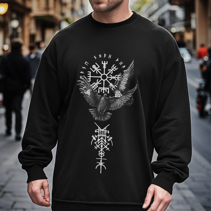 WorldNorse Wikinger Vögel Runen Vegvisir Totem Sweatshirt