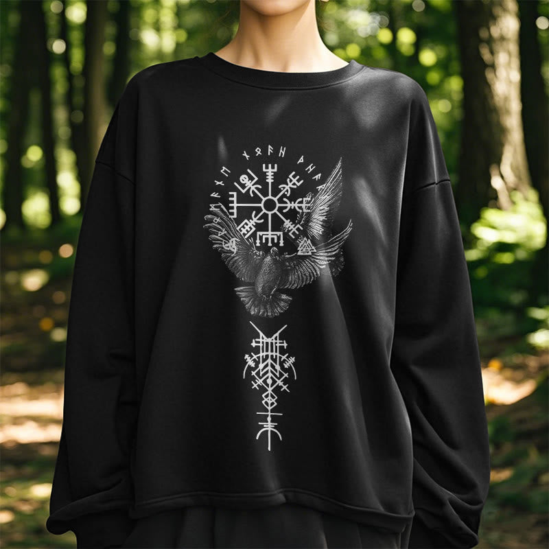 WorldNorse Wikinger Vögel Runen Vegvisir Totem Sweatshirt
