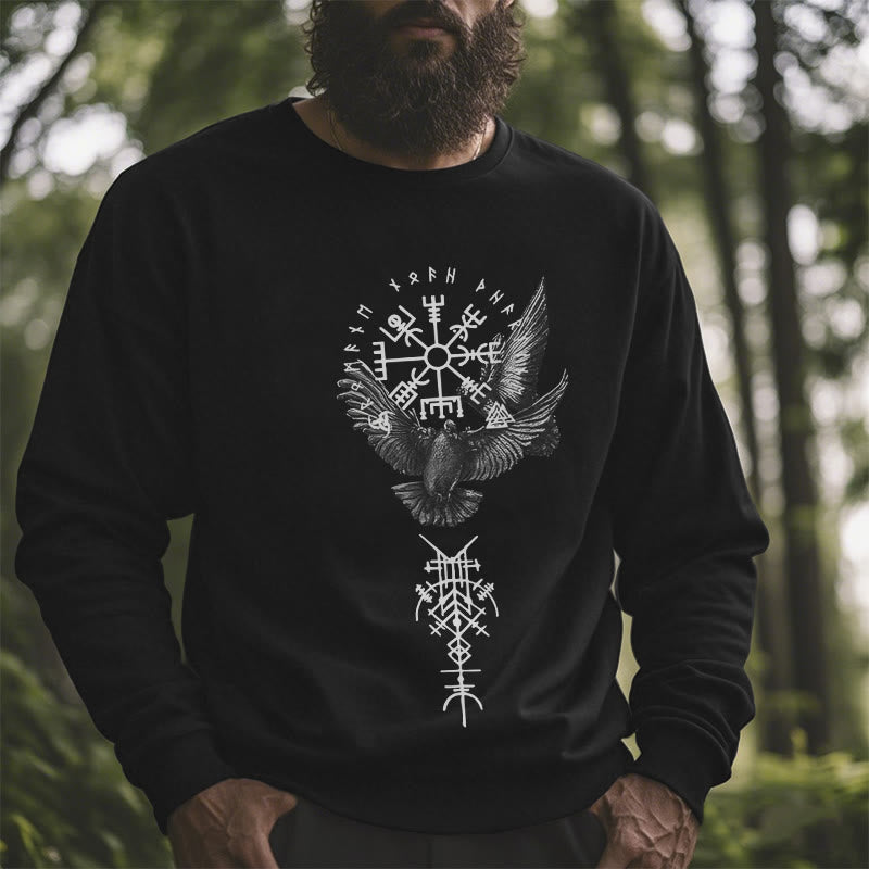 WorldNorse Wikinger Vögel Runen Vegvisir Totem Sweatshirt