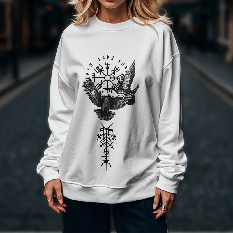 WorldNorse Wikinger Vögel Runen Vegvisir Totem Sweatshirt