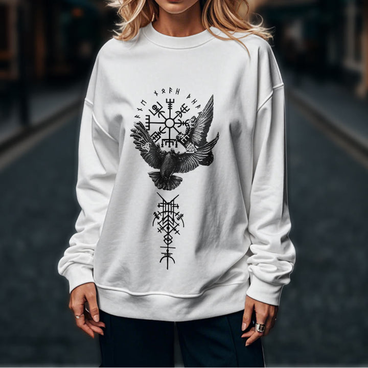 WorldNorse Wikinger Vögel Runen Vegvisir Totem Sweatshirt