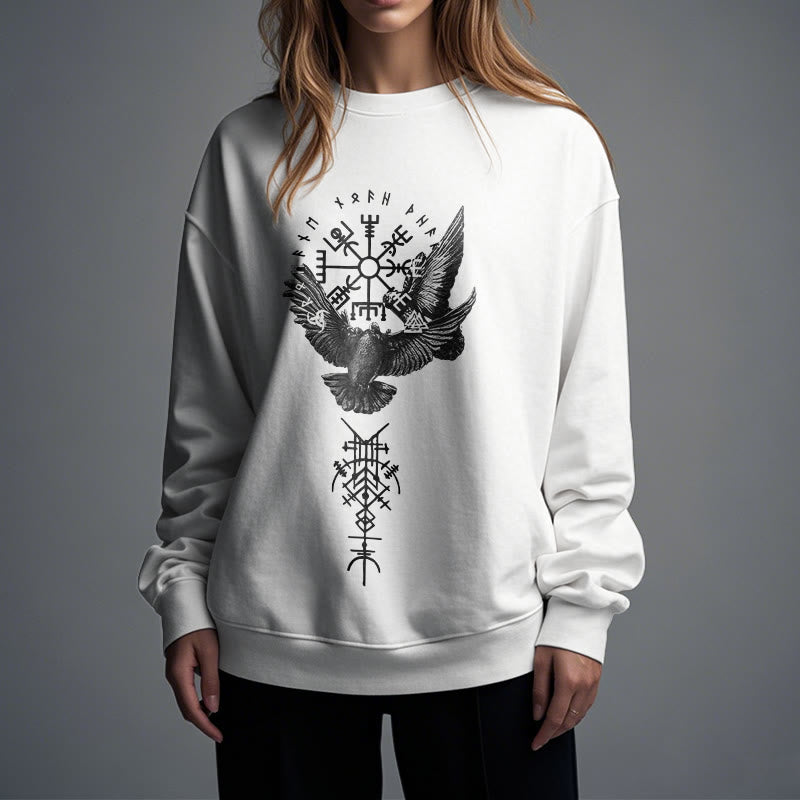 WorldNorse Wikinger Vögel Runen Vegvisir Totem Sweatshirt