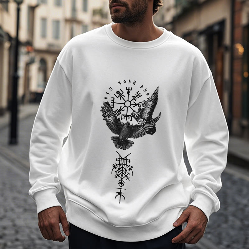 WorldNorse Wikinger Vögel Runen Vegvisir Totem Sweatshirt