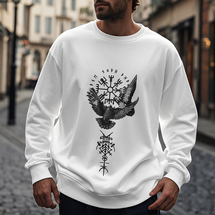 WorldNorse Wikinger Vögel Runen Vegvisir Totem Sweatshirt