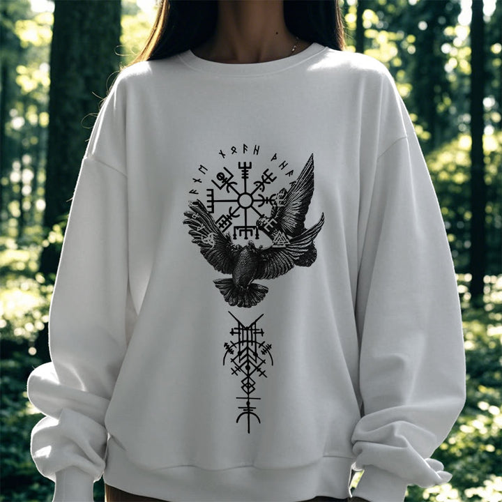WorldNorse Wikinger Vögel Runen Vegvisir Totem Sweatshirt