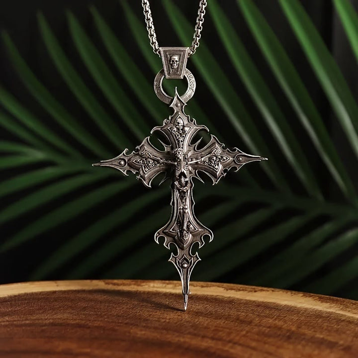 WorldNorse Bones of Faith Halskette mit gotischem Totenkopf-Kreuz-Anhänger