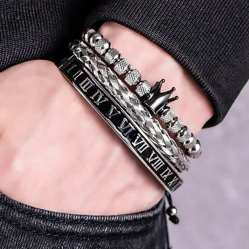 WorldNorse Royal Crown Armband mit römischen Ziffern