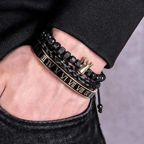 WorldNorse Royal Crown Armband mit römischen Ziffern