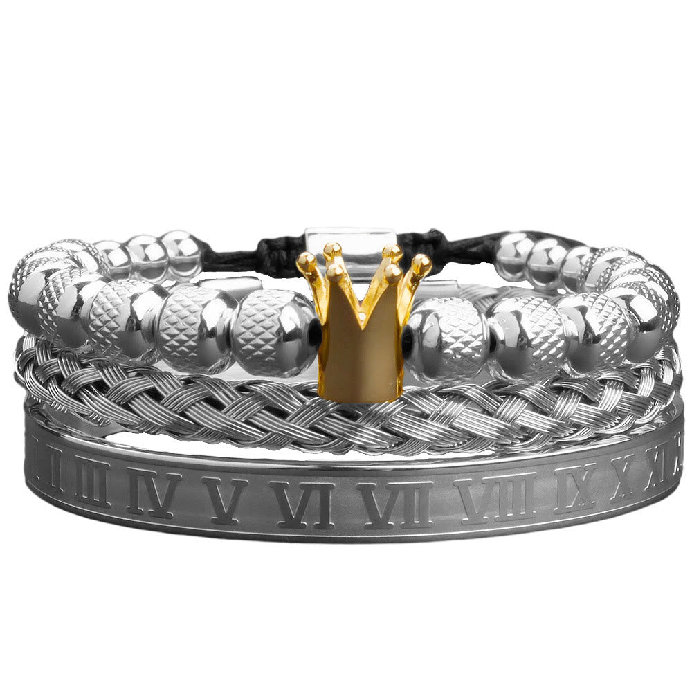 WorldNorse Royal Crown Armband mit römischen Ziffern