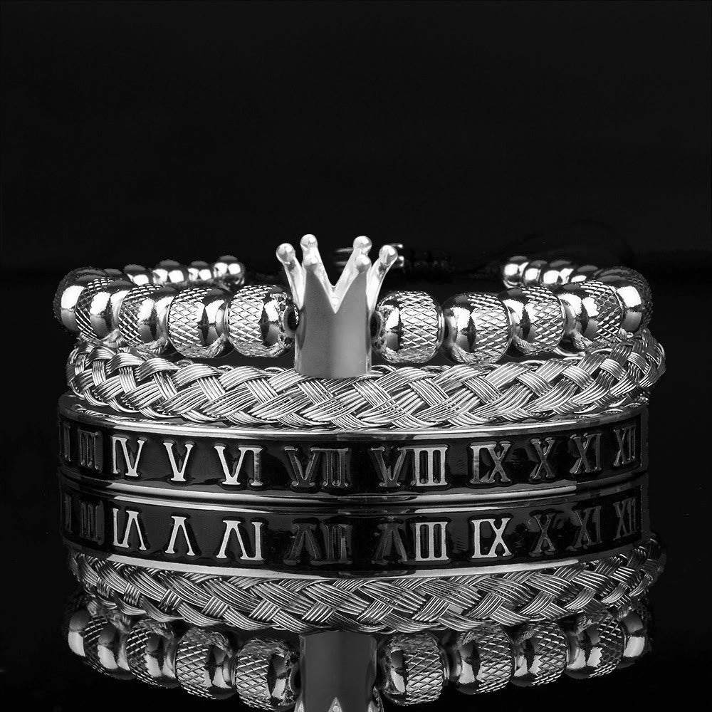 WorldNorse Royal Crown Armband mit römischen Ziffern