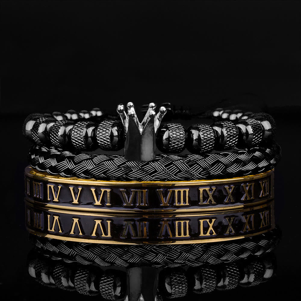 WorldNorse Royal Crown Armband mit römischen Ziffern