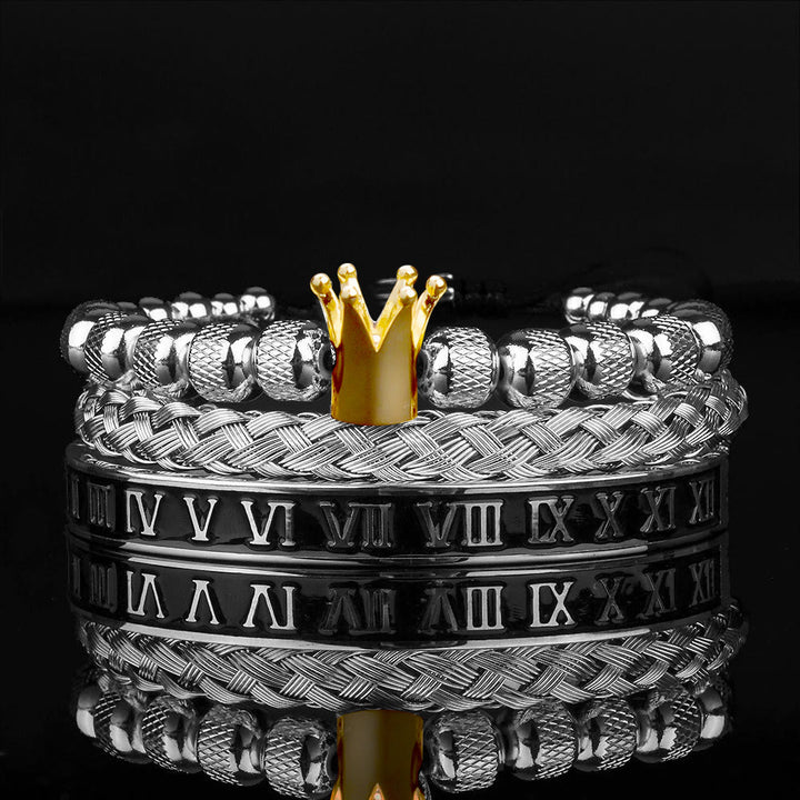 WorldNorse Royal Crown Armband mit römischen Ziffern