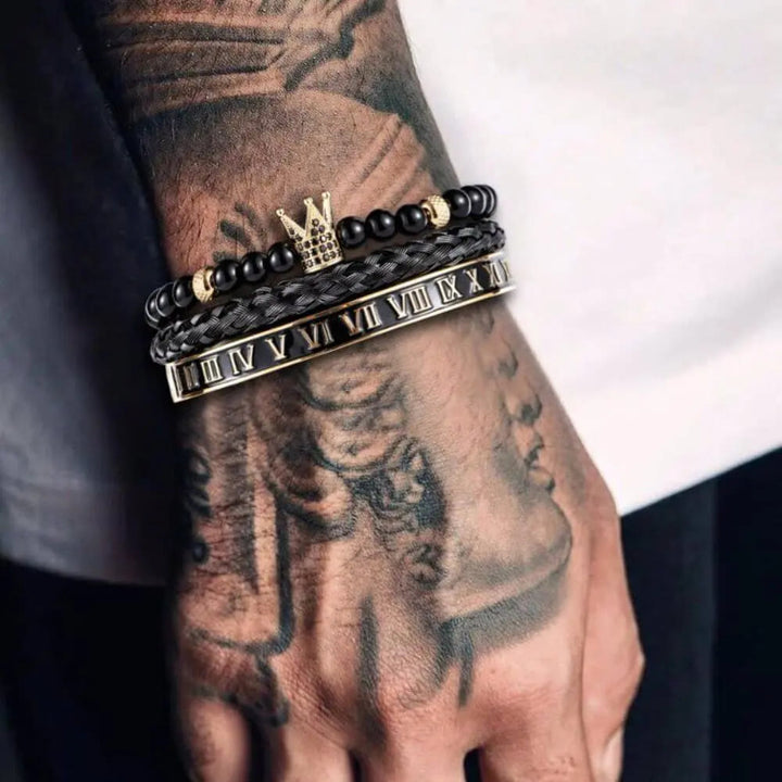 WorldNorse Royal Crown Armband mit römischen Ziffern