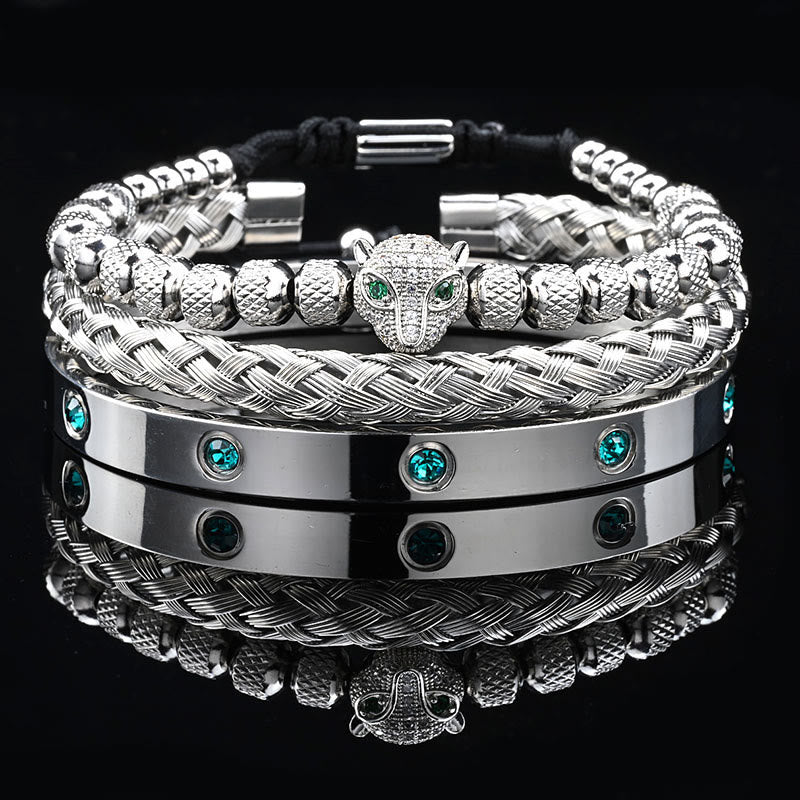 WorldNorse Armbandset mit grünem Zirkonia