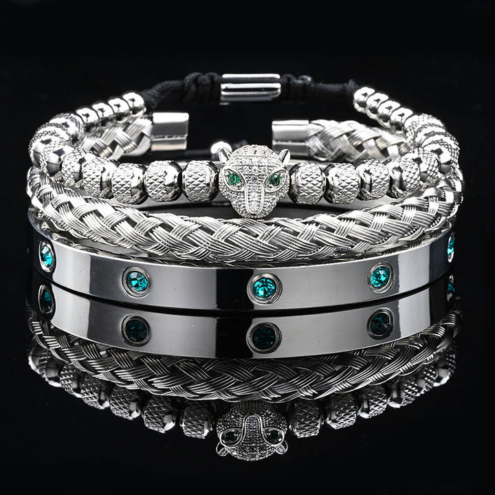 WorldNorse Armbandset mit grünem Zirkonia