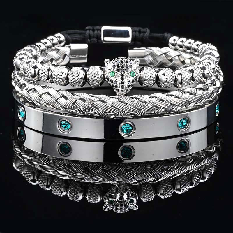 WorldNorse Armbandset mit grünem Zirkonia