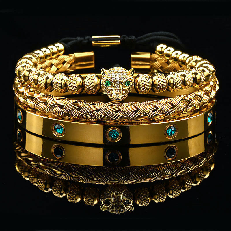 WorldNorse Armbandset mit grünem Zirkonia