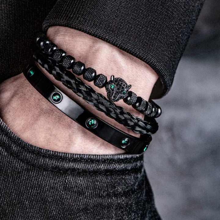 WorldNorse Armbandset mit grünem Zirkonia