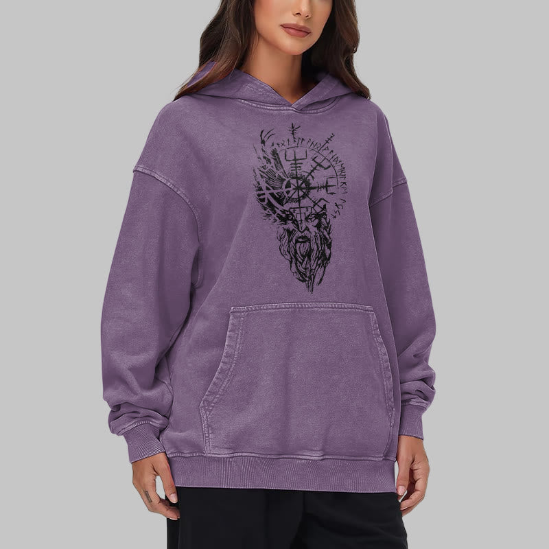 WorldNorse Wikinger-Kapuzenpullover „Old Man Vegvisir“ gewaschen - image 39