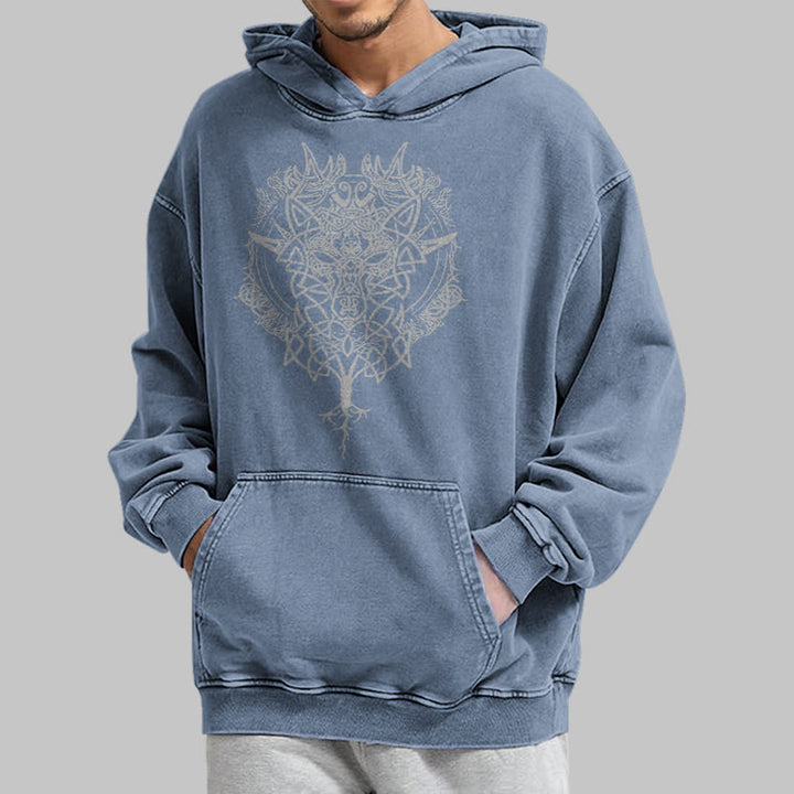 WorldNorse Fenrir Wolf Baum des Lebens gewaschen Hoodie - image 22