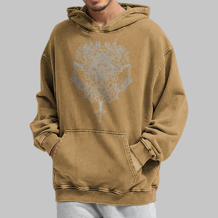 WorldNorse Fenrir Wolf Baum des Lebens gewaschen Hoodie - image 29