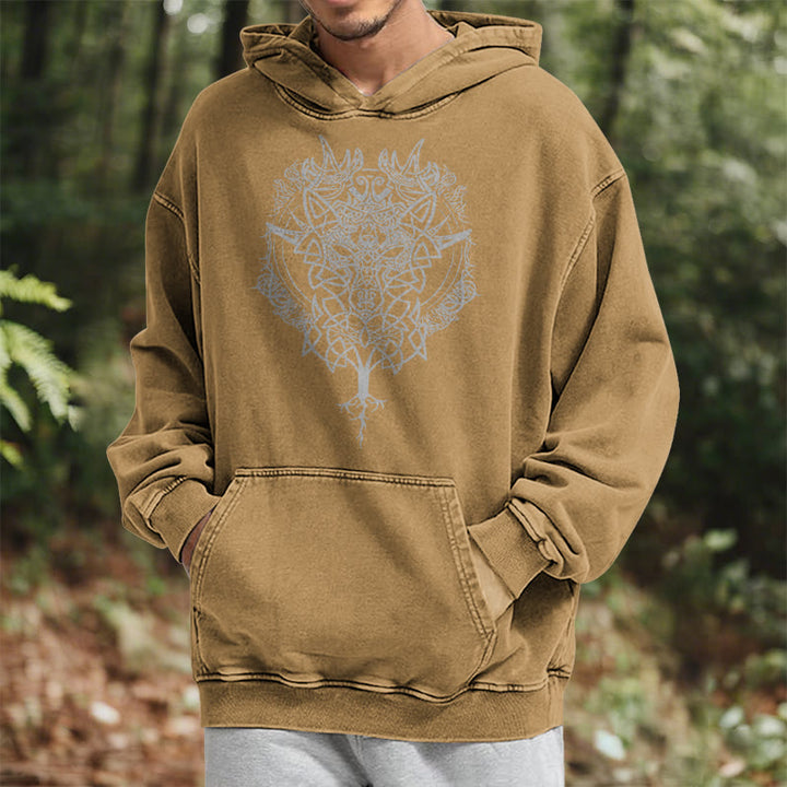 WorldNorse Fenrir Wolf Baum des Lebens gewaschen Hoodie - image 31