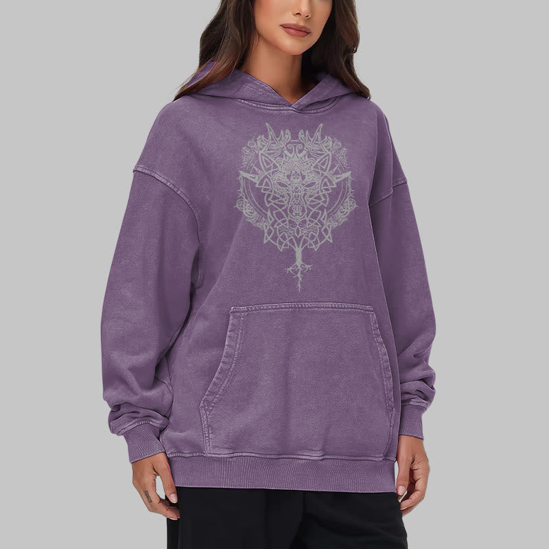 WorldNorse Fenrir Wolf Baum des Lebens gewaschen Hoodie - image 39