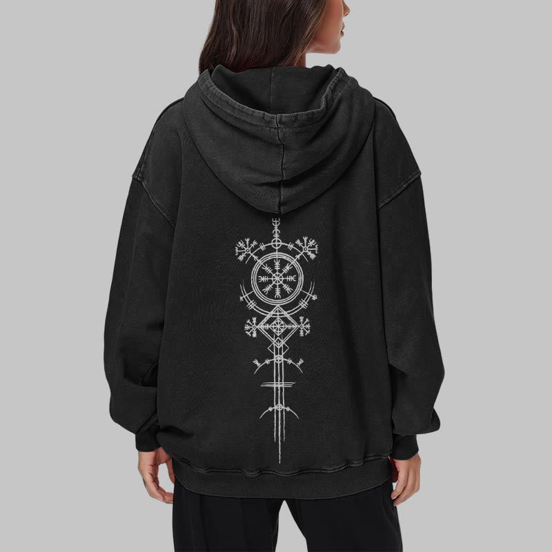 WorldNorse Vegvisir Kapuzenpullover mit beidseitigem Aufdruck, gewaschen - image 14