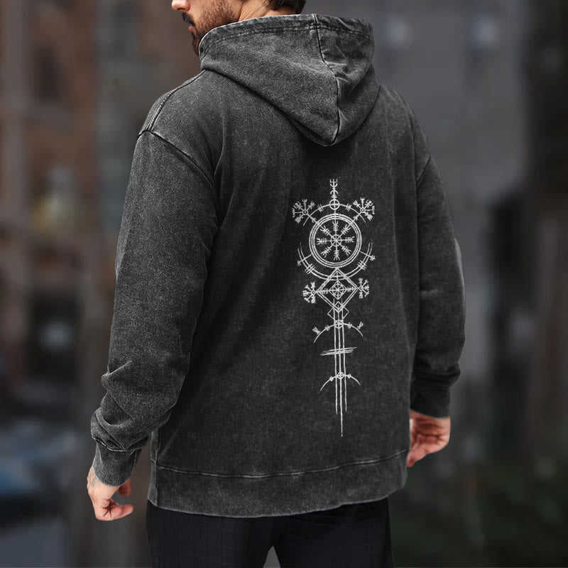 WorldNorse Vegvisir Kapuzenpullover mit beidseitigem Aufdruck, gewaschen - image 12