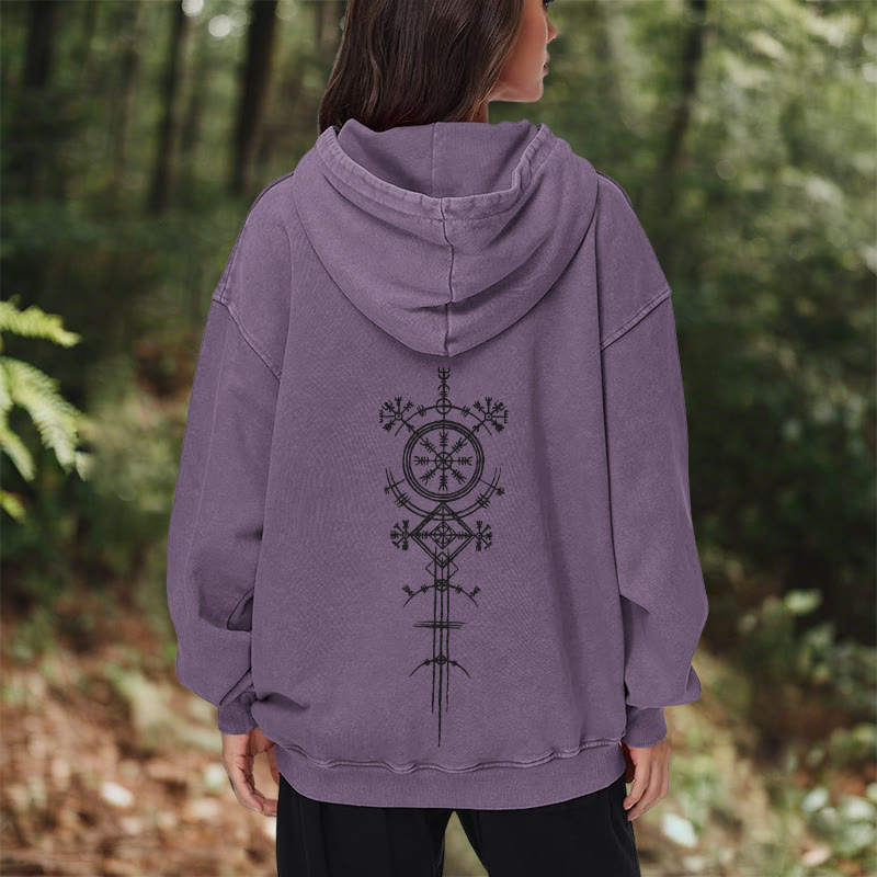 WorldNorse Vegvisir Kapuzenpullover mit beidseitigem Aufdruck, gewaschen - image 40