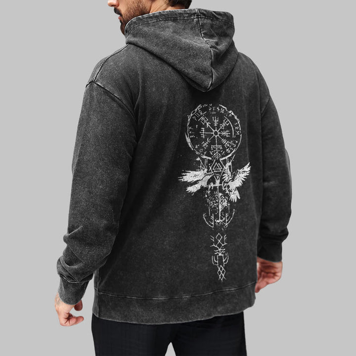 WorldNorse Valknut Raven Kapuzenpullover mit Rückenaufdruck, verwaschen - image 5