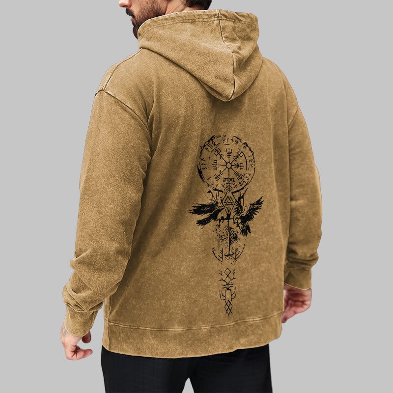 WorldNorse Valknut Raven Kapuzenpullover mit Rückenaufdruck, verwaschen - image 29