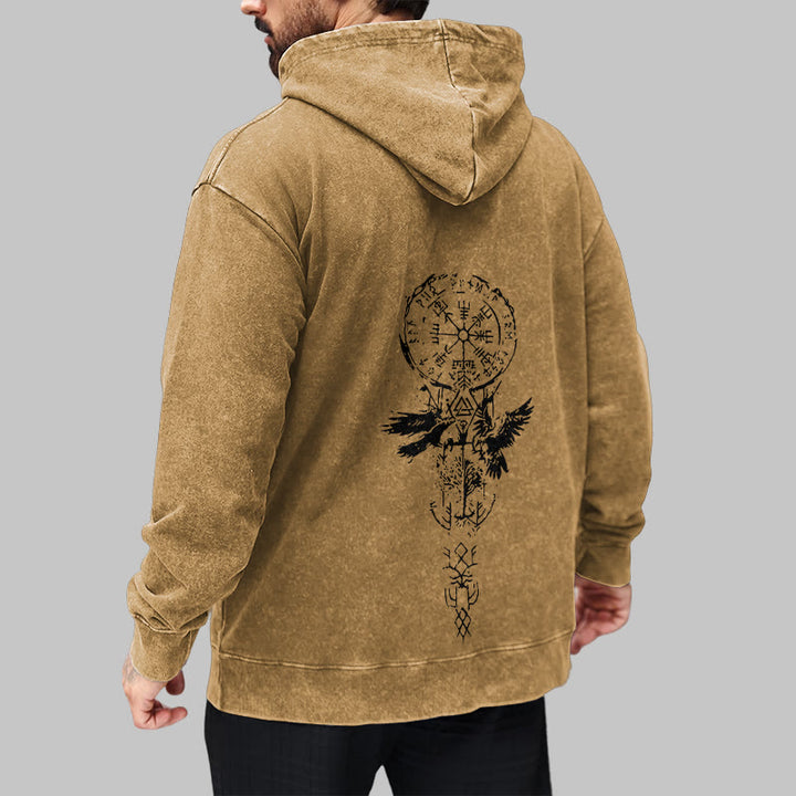 WorldNorse Valknut Raven Kapuzenpullover mit Rückenaufdruck, verwaschen - image 29