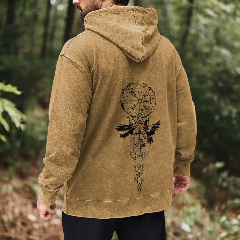 WorldNorse Valknut Raven Kapuzenpullover mit Rückenaufdruck, verwaschen - image 31