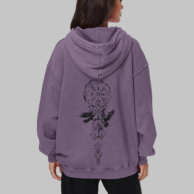 WorldNorse Valknut Raven Kapuzenpullover mit Rückenaufdruck, verwaschen - image 38