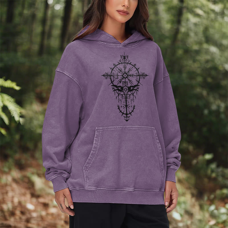 WorldNorse Tribal Bird & Viking Design Gewaschener Kapuzenpullover - image 39