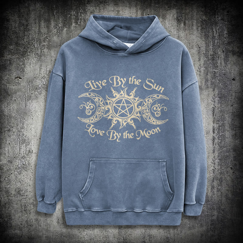 WorldNorse – Kapuzenpullover „Live By The Sun“ mit Keltischer Knoten , gewaschen - Blau - 3XL - image 19