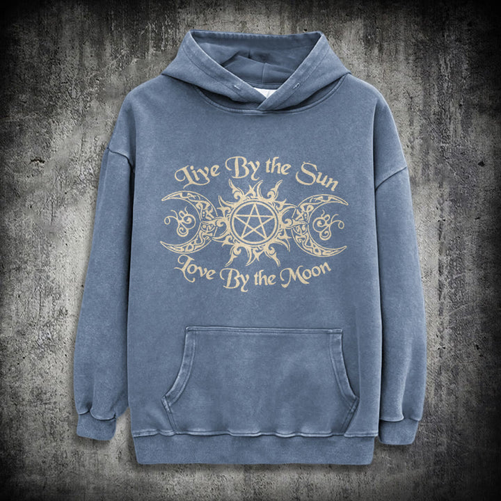 WorldNorse – Kapuzenpullover „Live By The Sun“ mit Keltischer Knoten , gewaschen - Blau - 3XL - image 19