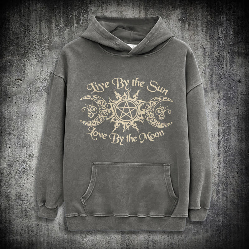 WorldNorse – Kapuzenpullover „Live By The Sun“ mit Keltischer Knoten , gewaschen - Grau - 3XL - image 12
