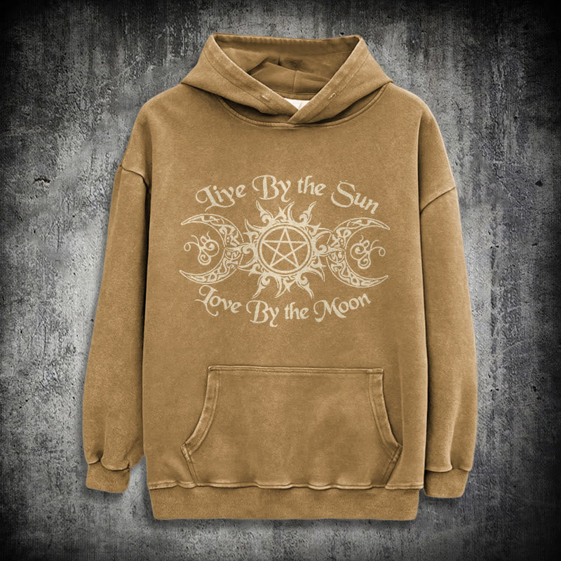 WorldNorse – Kapuzenpullover „Live By The Sun“ mit Keltischer Knoten , gewaschen - Khaki - 3XL - image 26